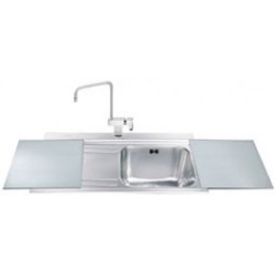 Lavello Smeg LI91SGS 90x50 cm 1 vasca con gocciolatoio a sinistra con vetri silver
