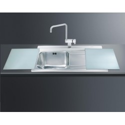 Lavello Smeg LI91SGD 90x50 cm 1 vasca con gocciolatoio a destra con vetri silver