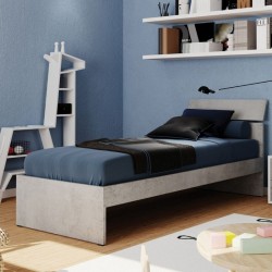 Letto singolo 80 cm colore cemento