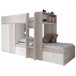 Cameretta 1266 con letto a castello con due cassettoni e armadio reversibile colore...