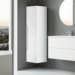 Colonna bagno sospesa Soho 1 anta effetto cannettato colore bianco opaco e grigio scuro...
