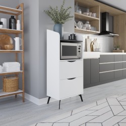 Mobile multiuso Gorki con cassetti bianco e ripiano retro grey