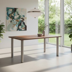 Tavolo rettangolare Manila cacao gambe tonde alluminio 160x80 cm