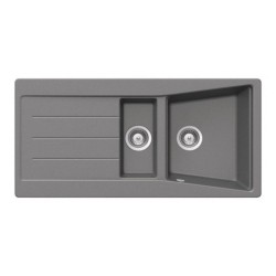 Lavello Smeg LS102T 100x500 cm 1+1/2 vasche con gocciolatoio reversibile titanio