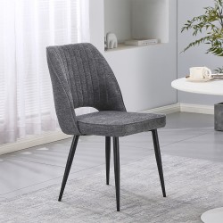 Sedia Naila con schienale con trama a righe verticali in tessuto grigio e gambe in...