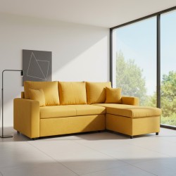 Divano con penisola contenitore reversibile Golf e letto estraibile in tessuto Verita...