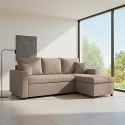 Divano con penisola contenitore reversibile Golf e letto estraibile in tessuto Verita...