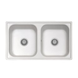 Samet Lavello 86x50 Granitovero862vbip 2 vasche bianco