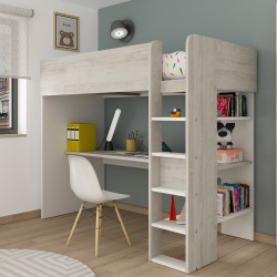 Cameretta 2278 con letto a soppalco con scrivania sottostante colore bianco e bianco...