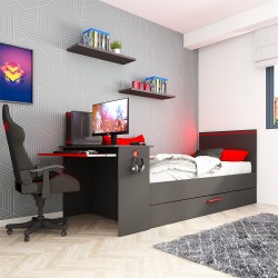 Cameretta 5040 con letto singolo con letto estraibile e scrivania incorporata colore...