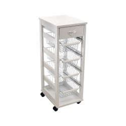Carrello Vesuvio salvaspazio con piano in legno bianco