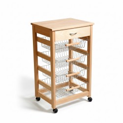 Carrello Vesuvio con cassetto senza base con piano in legno rovere