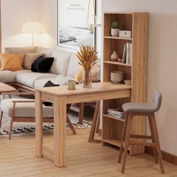 Tavolo penisola Mojo02 con libreria inclusa in colore rovere sonoma