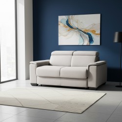Divano letto Mercurio 2 posti poggiatesta reclinabili in tessuto Luna 19 light grey