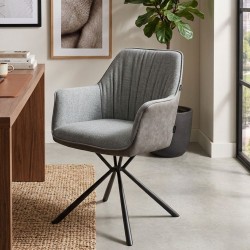 Sedia imbottita Comet con retro elephant e seduta grigia set 2 pezzi