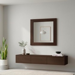 Specchiera quadrata Plana 90x90 cm con cornice in olmo dark