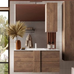 Mobile bagno sospeso Salemi80 con specchiera rovere mercure
