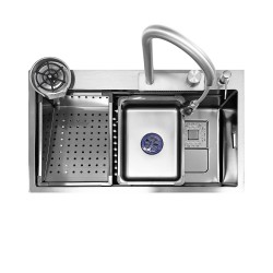 Lavello incasso SA3541 una vasca 75x45 cm. completo di accessori colore inox