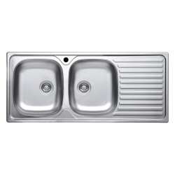 Lavello incasso cucina MP1162DX acciaio116x50 cm due vasche e gocciolatoio destro