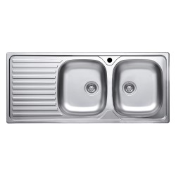 Lavello incasso cucina MP1162SX acciaio116x50 cm due vasche e gocciolatoio sinistro