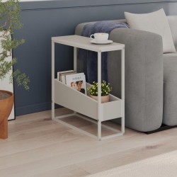 Tavolino da salotto Lido in cashmere e struttura in metallo beige