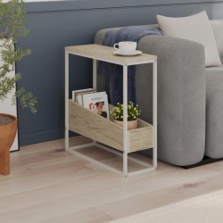 Tavolino da salotto Lido in travertino e struttura in metallo beige
