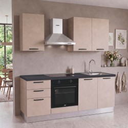 Cucina Taurusnew 195 cm reversibile in cashmere con elettrodomestici inclusi e piano ad...