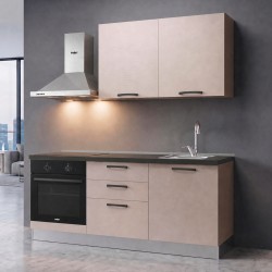Cucina Astinew 180 cm reversibile in cashmere con elettrodomestici inclusi e piano...