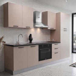 Cucina Asti 255 cm reversibile in cashmere con elettrodomestici inclusi e piano cottura...