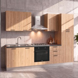 Cucina Asti 255 cm reversibile in rovere lis con elettrodomestici inclusi Industrie...