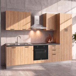 Cucina Asti 255 cm reversibile in rovere lis con elettrodomestici e piano a induzione...