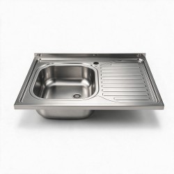 Lavello da appoggio SA30 una vasca con gocciolatoio destro 80x60cm. inox