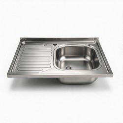 Lavello da appoggio SA30 una vasca con gocciolatoio sinistro 80x60cm. inox