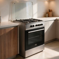 Cucina a gas Tremiti 60x60 con forno multifunzione e grill elettrico 70 litri silver e...