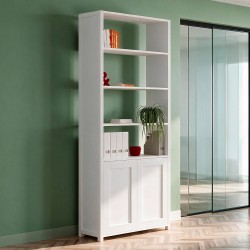 Libreria Miraflor con 2 ante e 4 vani a giorno colore bianco