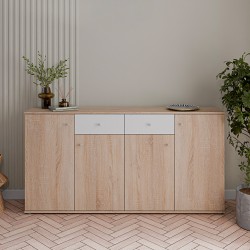 Madia Nilo con 4 ante colore rovere e 2 cassetti colore bianco