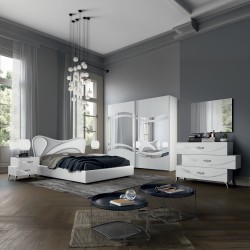 Camera da letto Delia bianco frassinato con decorazioni argento