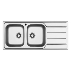 Lavello incasso Tirreno116 con 2 vasche sinistre e gocciolatoio destro inox scatolato...