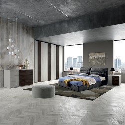 Camera da letto Cecilia grigio frassinato con inserti noce scuro