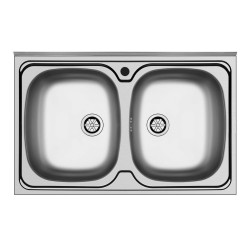 Lavello da appoggio Mediterraneo802 con 2 vasche e alzatina inox scatolato singolarmente