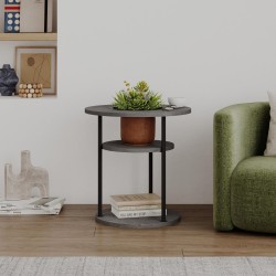 Tavolino da salotto Grova con ripiani circolari regolabili con apertura centrale retro...