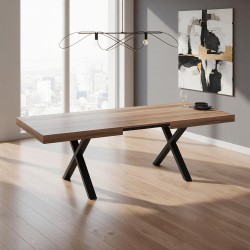 Tavolo allungabile England con piano colore quercia e gambe nere