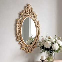 Specchio decorativo ovale da parete MR5501 con cornice in stile barocco gold 36x53 cm.
