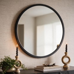 Specchio decorativo da parete MR005 rotondo con cornice nera