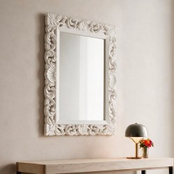 Specchio da parete con cornice a fantasia colore bianco Specchio2