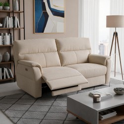 Divano relax 3 posti Alice con 2 recliner elettrici in Nabucco 02 beige