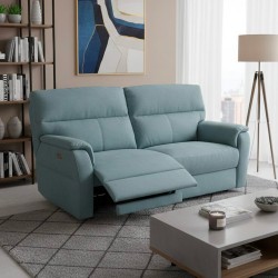 Divano relax 3 posti Alice con 2 recliner elettrici in Nabucco 33 azzurro