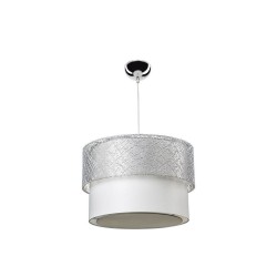 Lampada a sospensione Polo MDL2355 con paralume in PVC effetto tessuto grigio