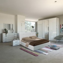 Camera da letto Amara bianco laccato con armadio 3 ante scorrevoli