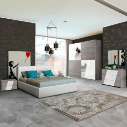 Camera da letto Mania grigio e bianco lucido